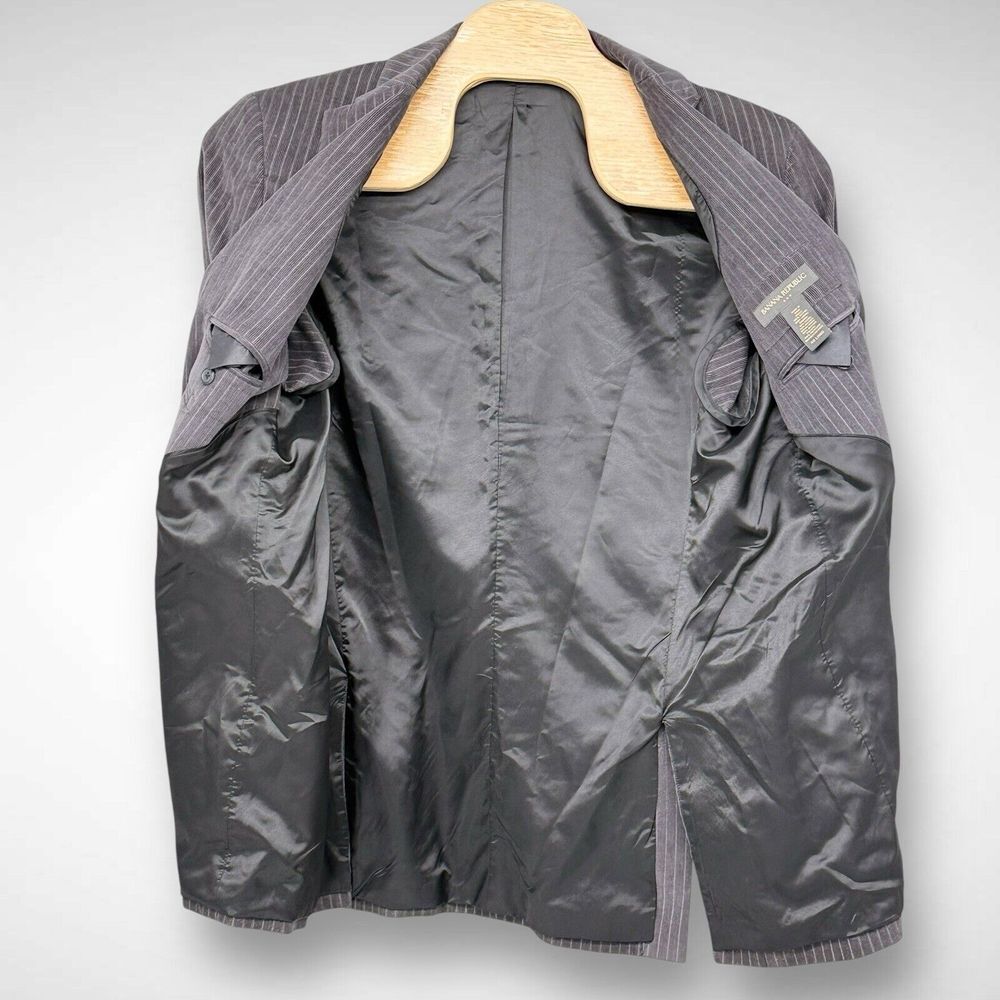 Banana Republic Corduroy Blazer Mens 46 Long Gray Striped Lined Casual Western‎ - Picture 3 of 9